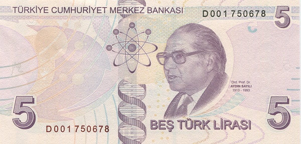 5 turkish lira back